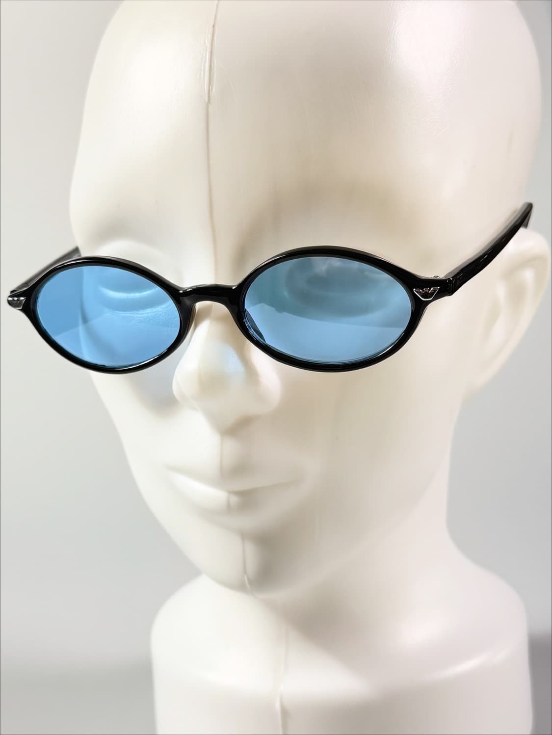 90s 블랙 오벌 뿔테 프레임 블루틴트 빈티지 데드스탁 안경 상품이미지6