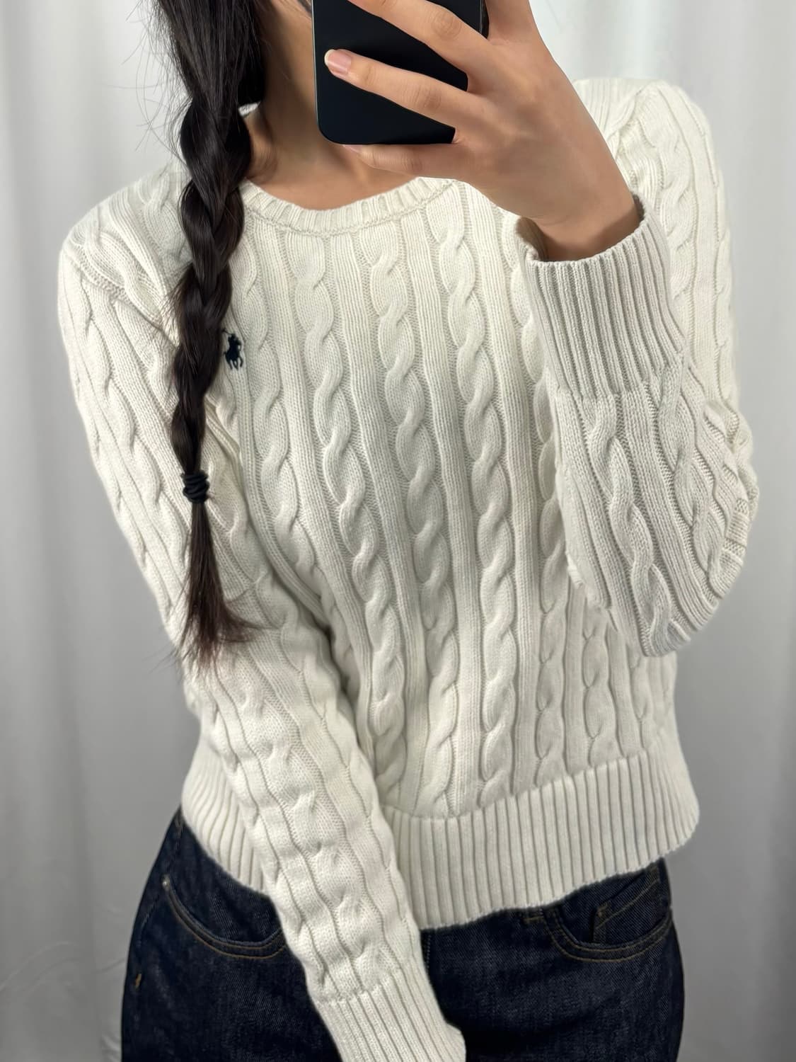 폴로 화이트 꽈배기 니트 상품이미지2