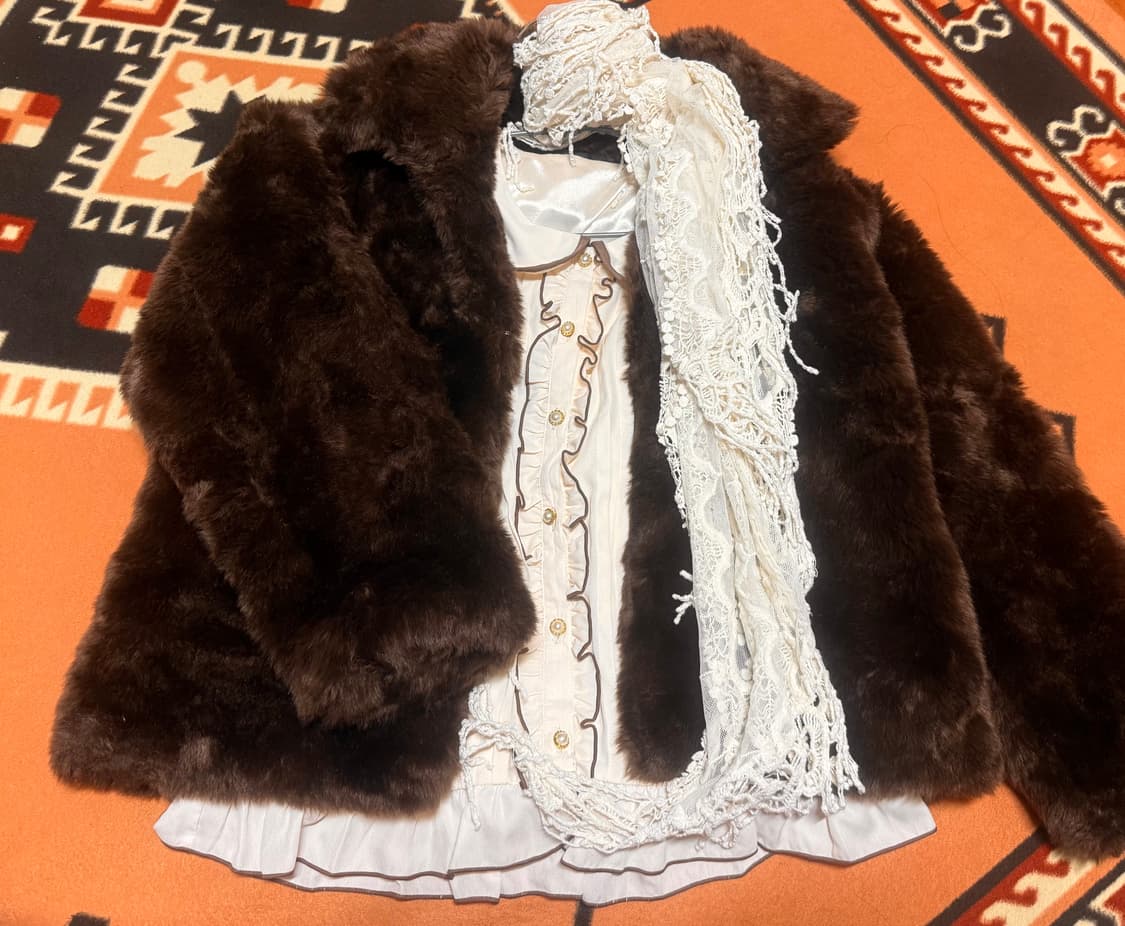 일본 빈티지 퍼자켓 블라우스 셔츠 자켓 머플러 상품이미지1