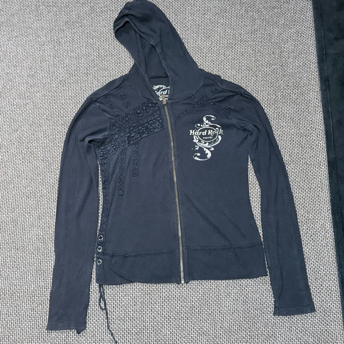 하드락호텔 아일렛 레이스 패치워크 후드집업 상품이미지4