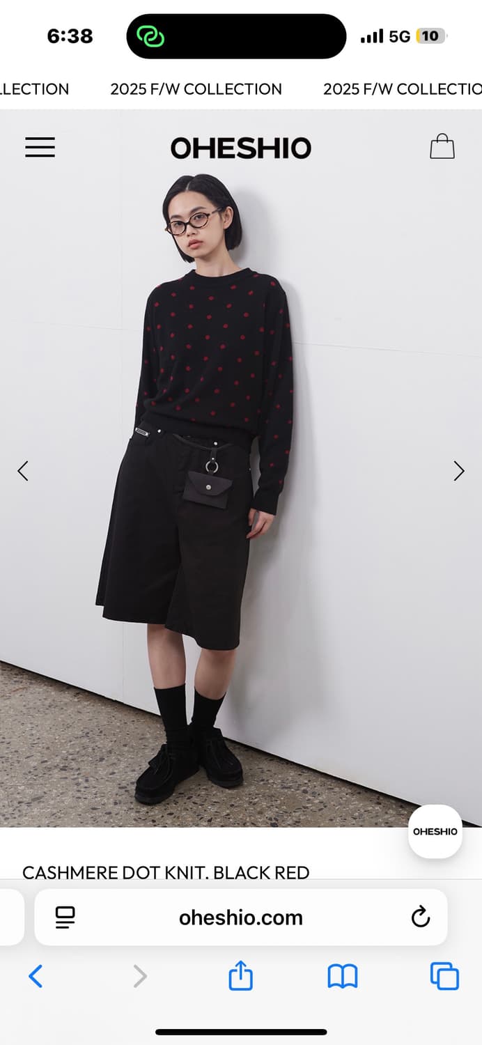 오헤시오 CASHMERE DOT KNIT, BLACK RED 상품이미지2