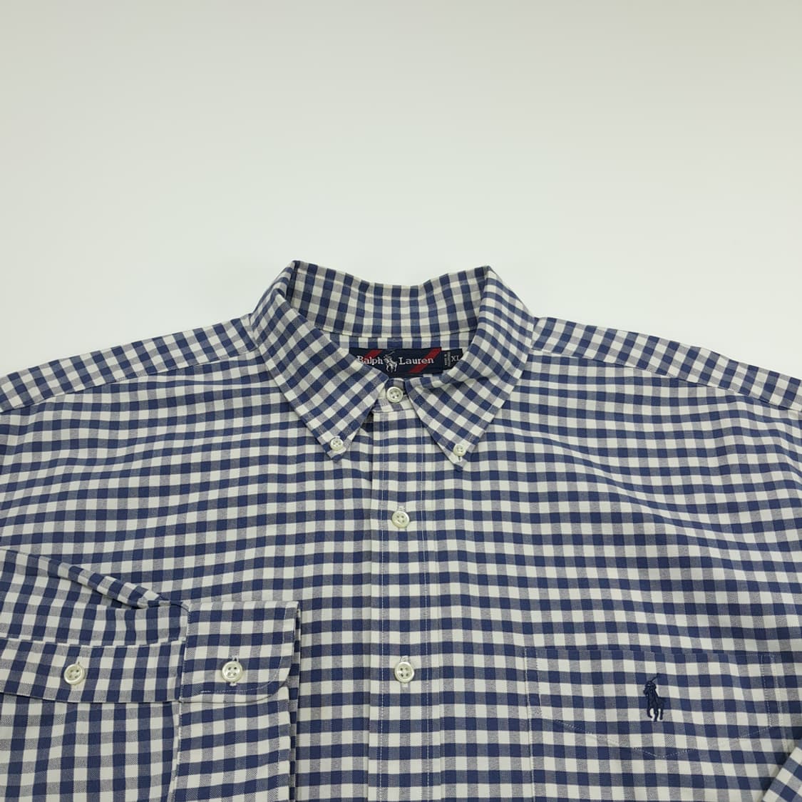 CN716 XL 폴로 랄프로렌 빅셔츠 네이비 깅엄체크 긴팔 셔츠 남방 상품이미지3
