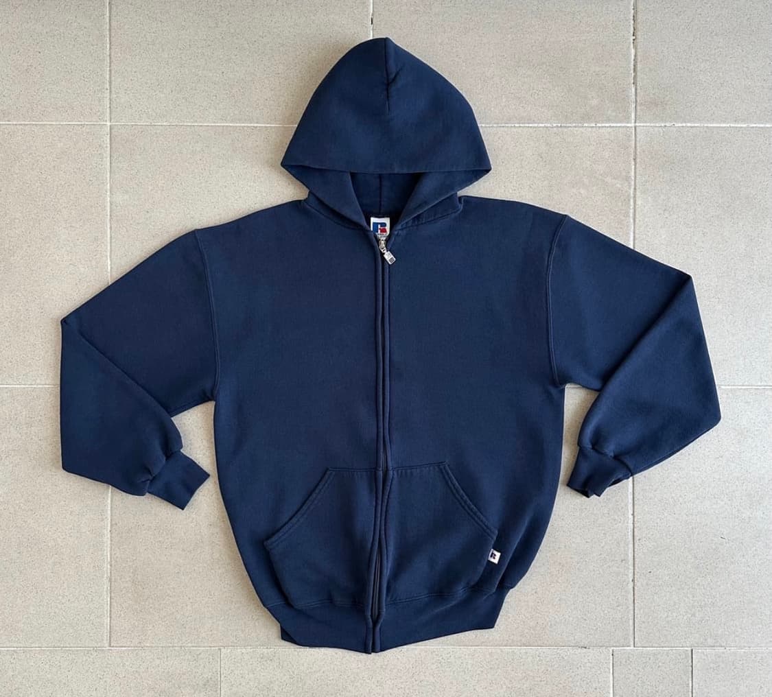 90s 빈티지 러셀 후드집업 네이비 M 상품이미지1