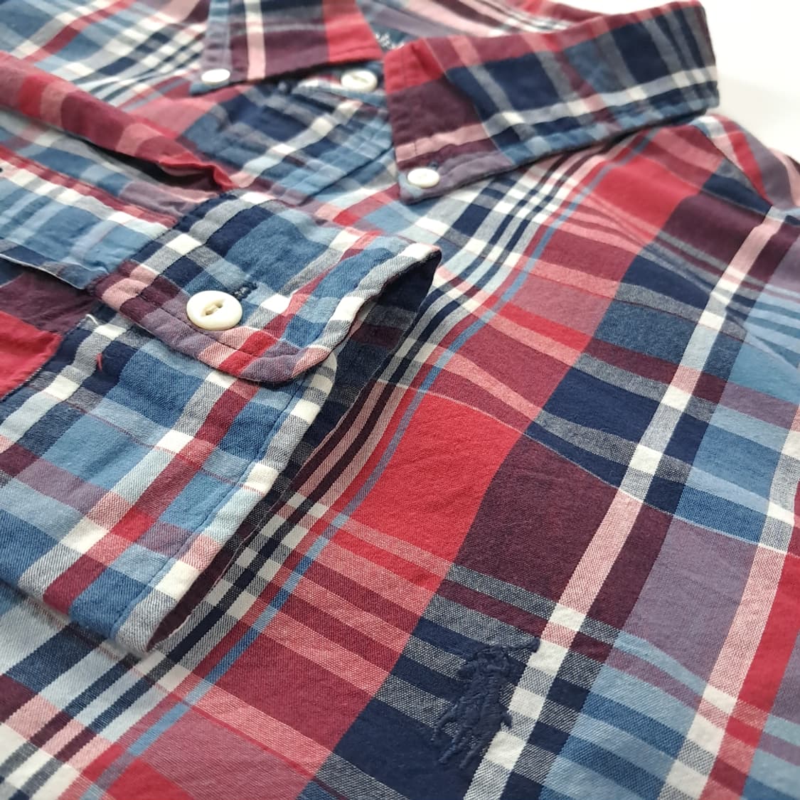 CK603 XL 폴로 버건디네이비 클래식 타탄체크 셔츠 남방 상품이미지4