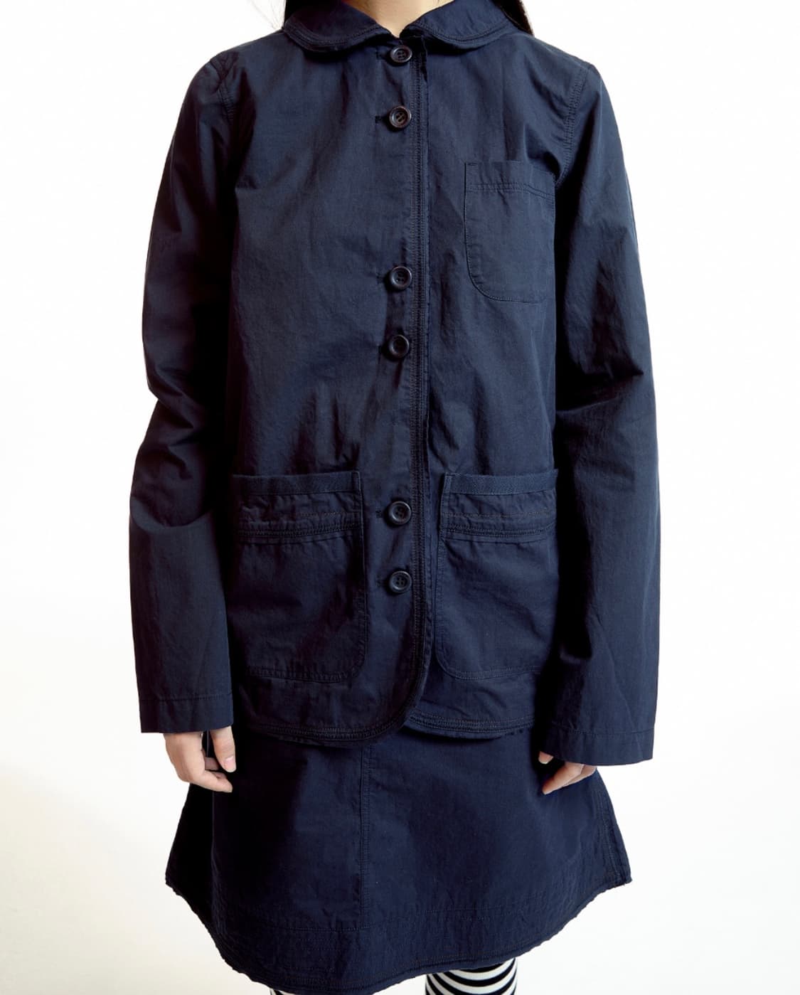 코이세이오 RAW EDGE COTTON SKIRT NAVY 상품이미지3