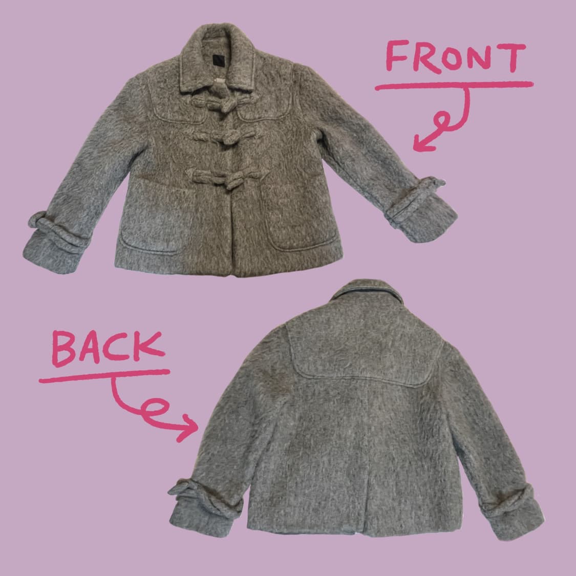 헤어리 그레이 숏 더플코트 상품이미지2