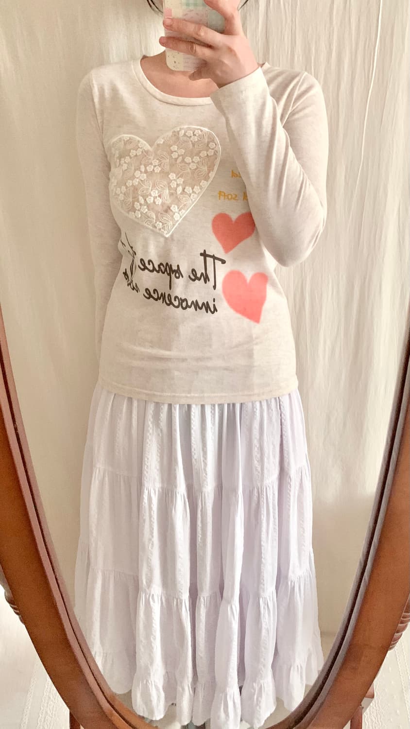 시네마클럽 레이스 하트 패치 티셔츠 상품이미지3