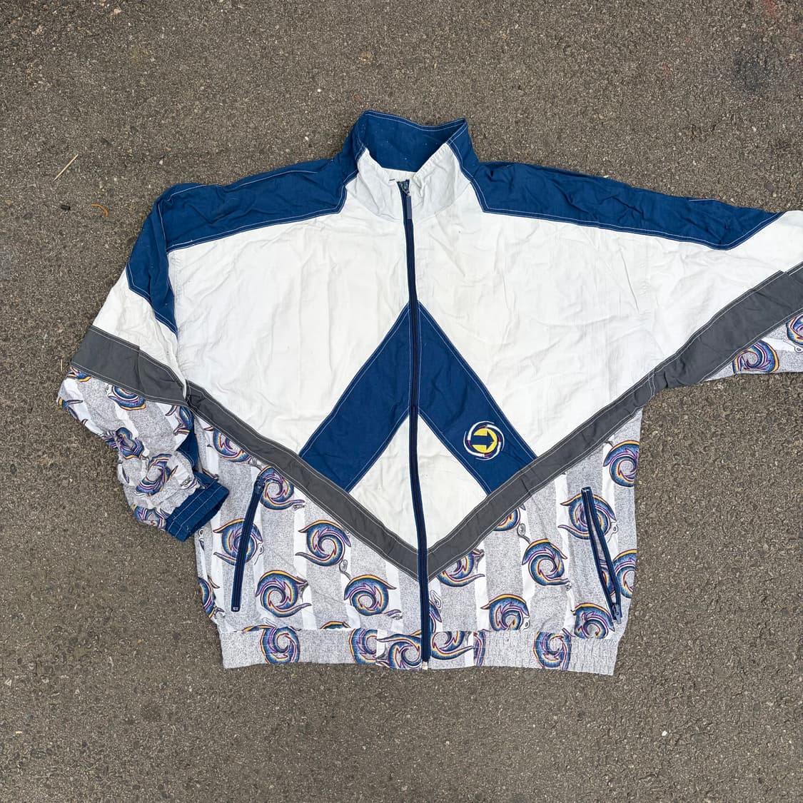 90s JPN 화이트 밀리터리 올드스쿨 바람막이 트랙자켓 XXL 상품이미지4