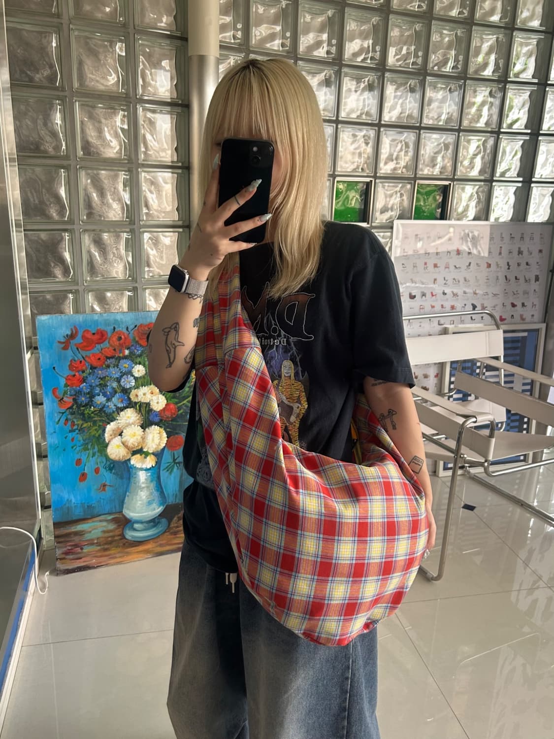 Check round eco bag 상품이미지1