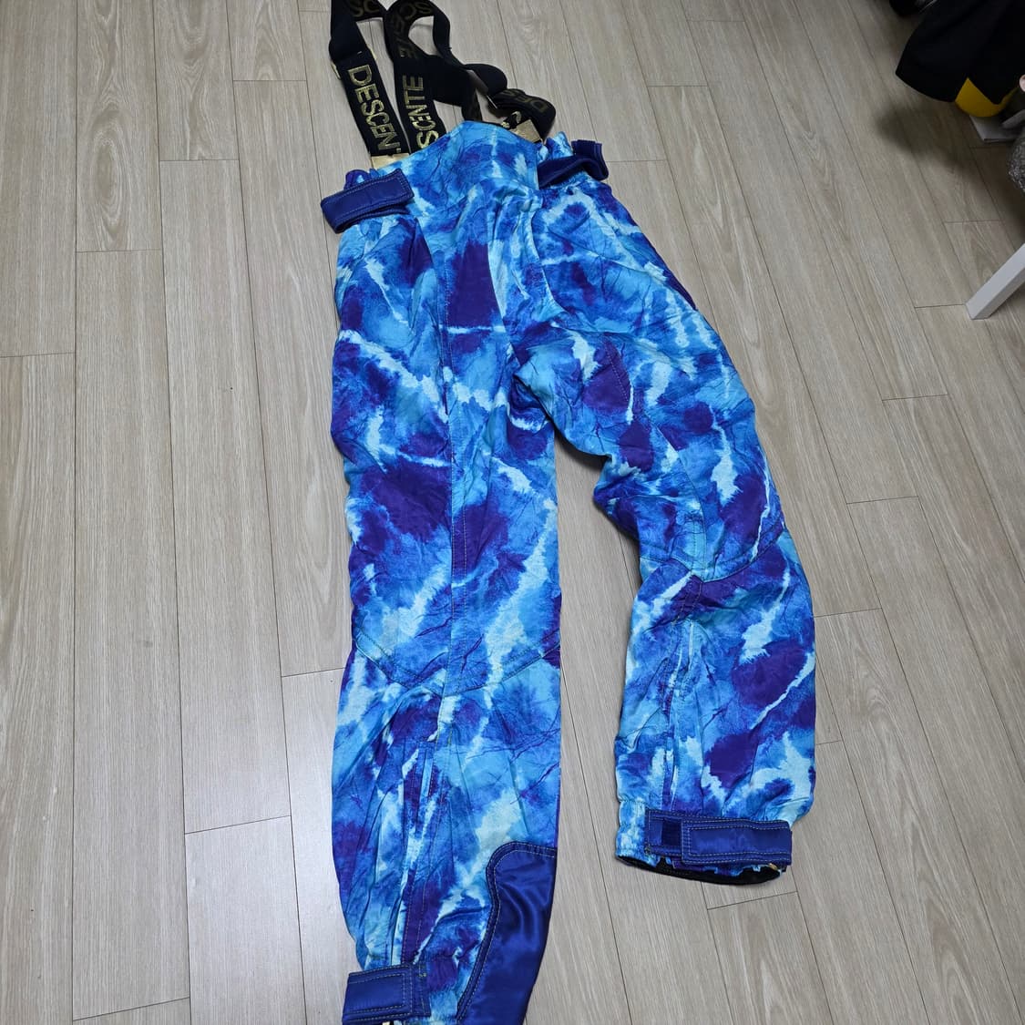 데상트 정품)일본빈티지 블루나염 타이다이 스키보드 멜빵 팬츠 상품이미지2
