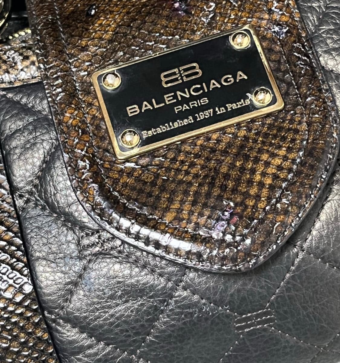 [정품] 발렌시아가 레더 파이톤 모터 토트백 금장  상품이미지4