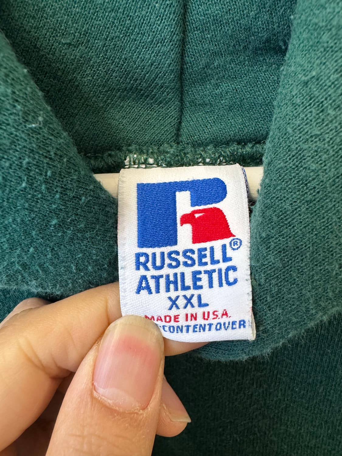 90s usa 러셀 플레인 스웻 후디 그린 xxl 상품이미지2