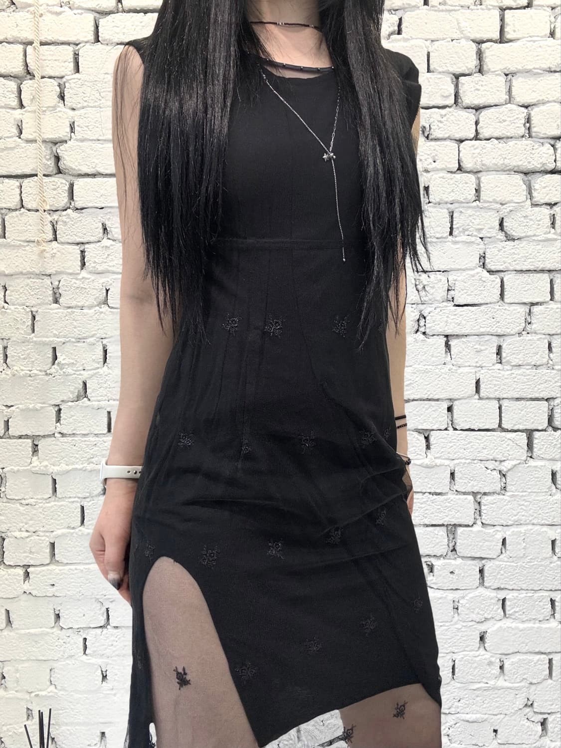 Sheer Embroidered Layered Sleeveless ops 상품이미지2