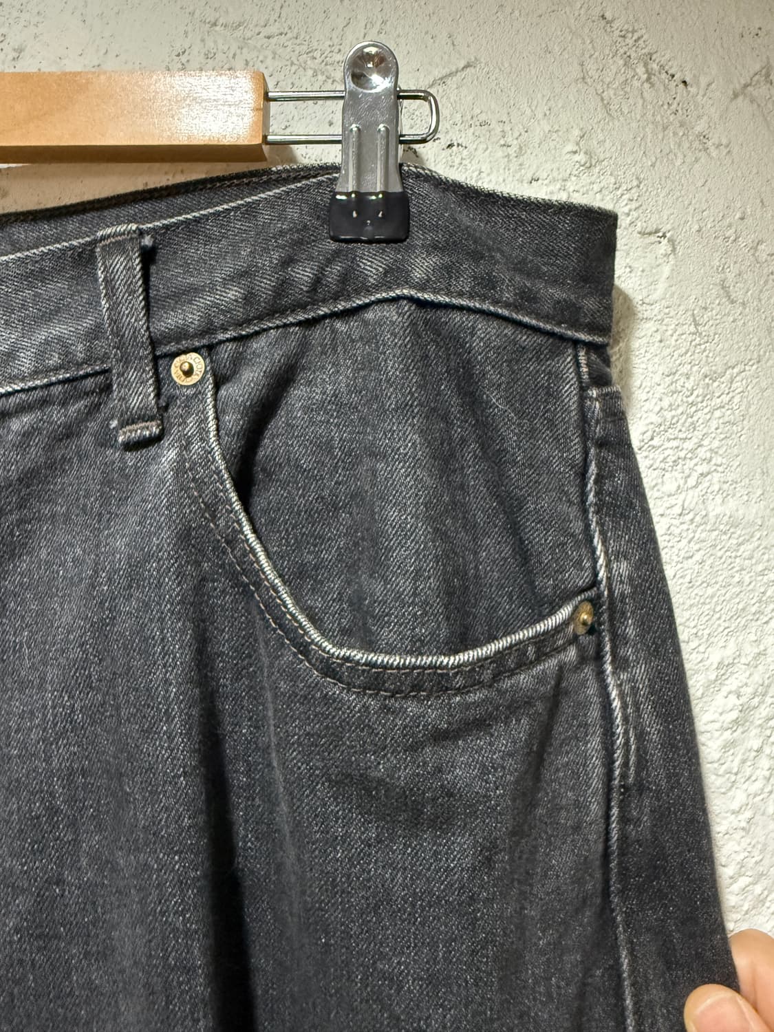 씨오타 CIOTA 와이드 테이퍼드 5포켓 셀비지 데님 팬츠 상품이미지7