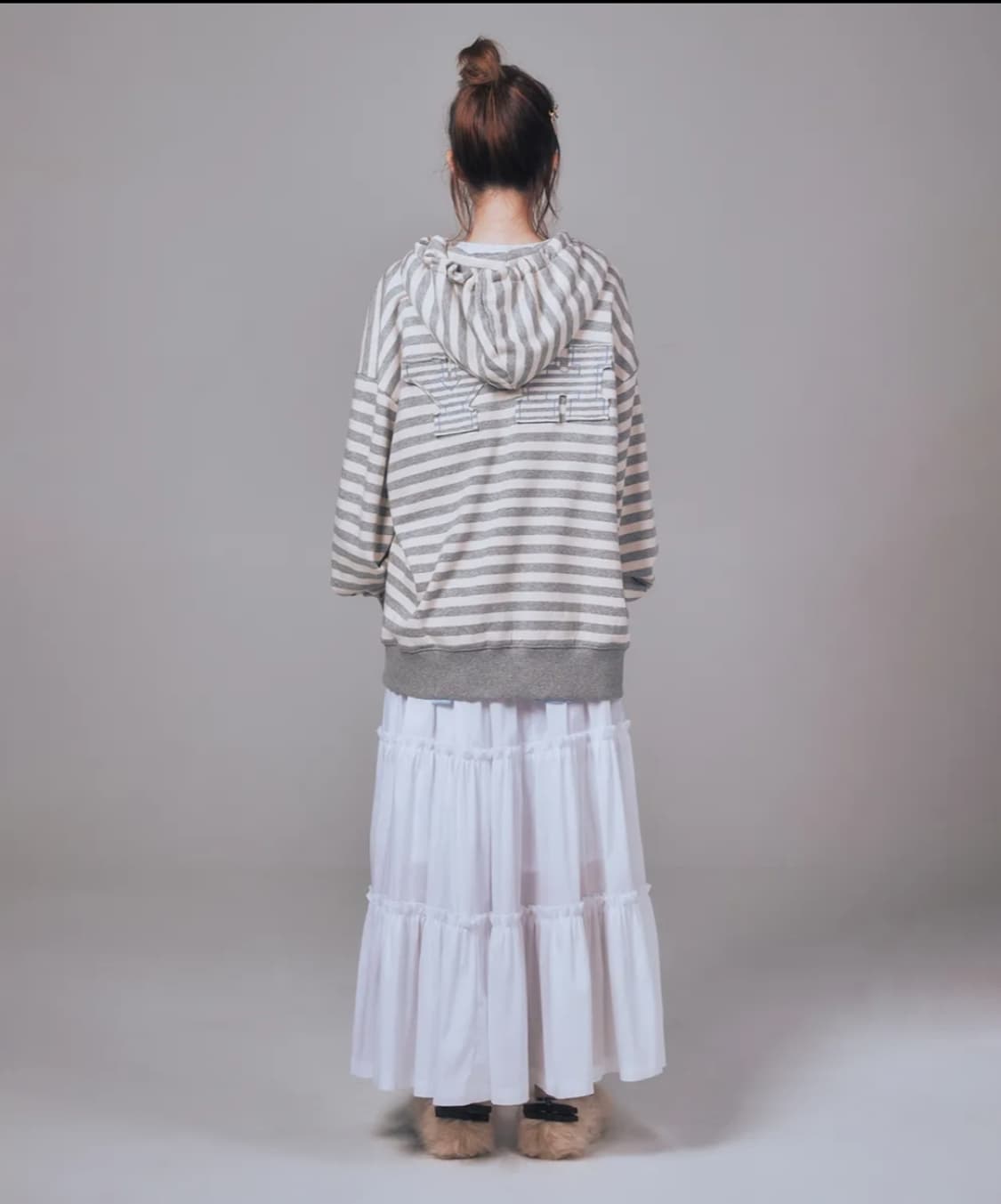 유희 스트라이프 후드집업 멜란지 그레이 샬롬클럽 코이세이오 오호스 지초이 상품이미지2