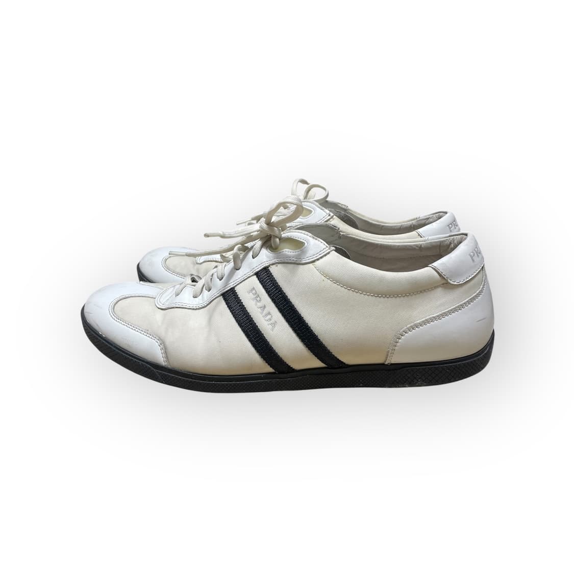 285~290) 프라다 사이드 탭 로고 스니커즈 신발 화이트 상품이미지3