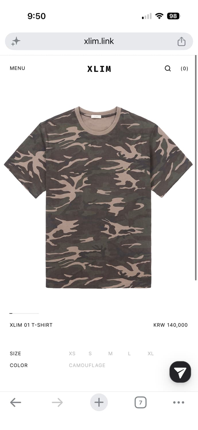 Xlim 시퀀스 01 T-SHIRT 카모 S 상품이미지1