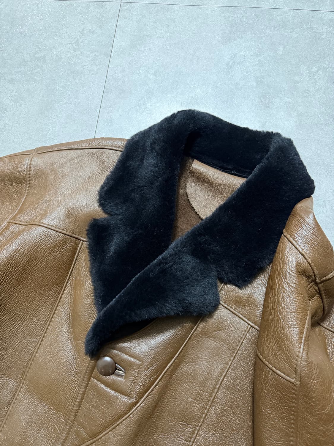 양가죽  브라운  무스탕  빈티지 빅사이즈  코트  110size   상품이미지4