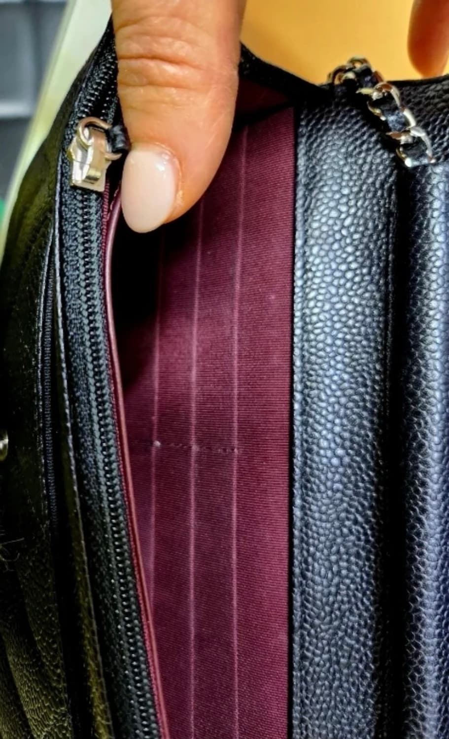 샤넬 캐비어 WOC 블랙 은장 체인 풀박스 상품이미지6