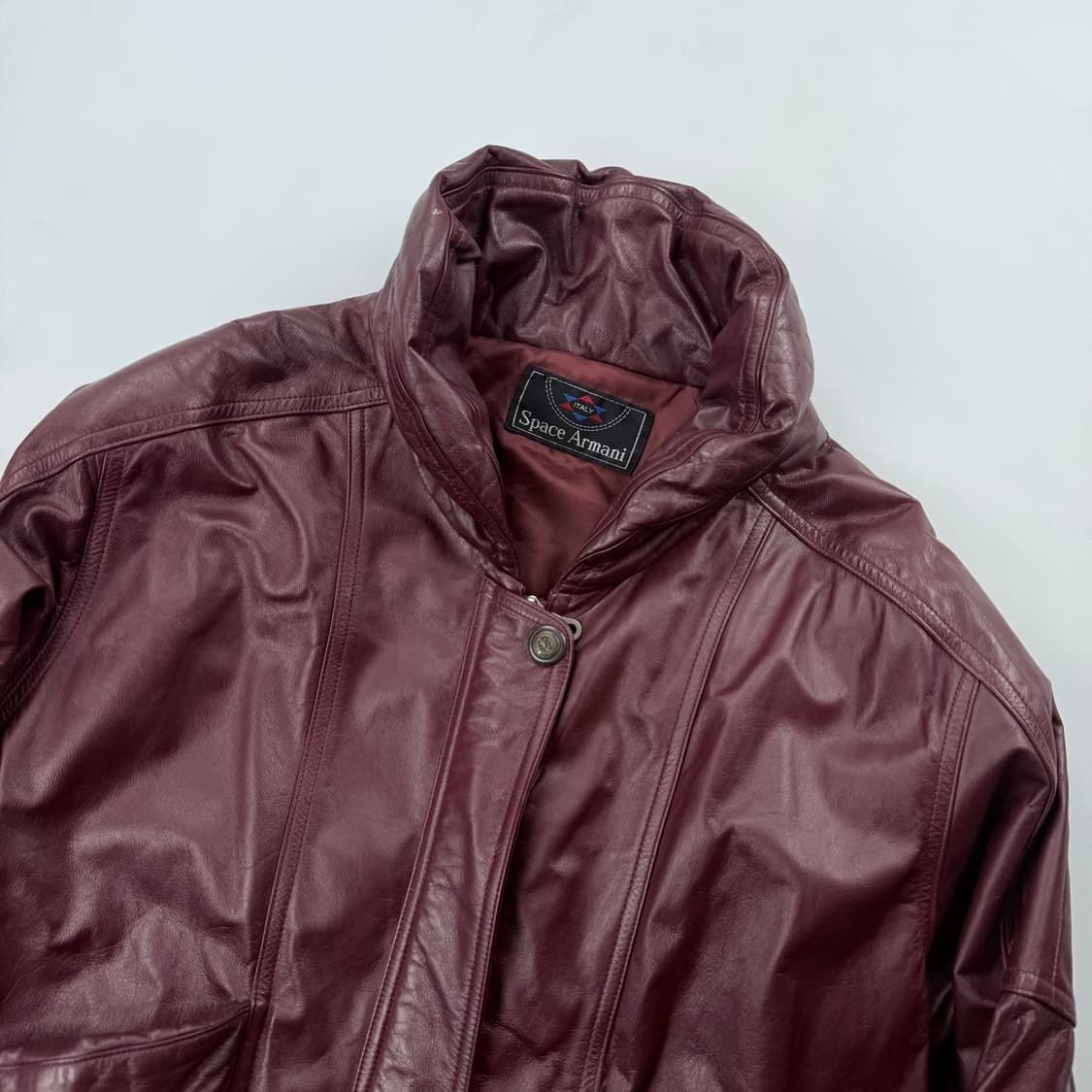 Space Armani 레더 봄버 자켓 버건디 상품이미지2
