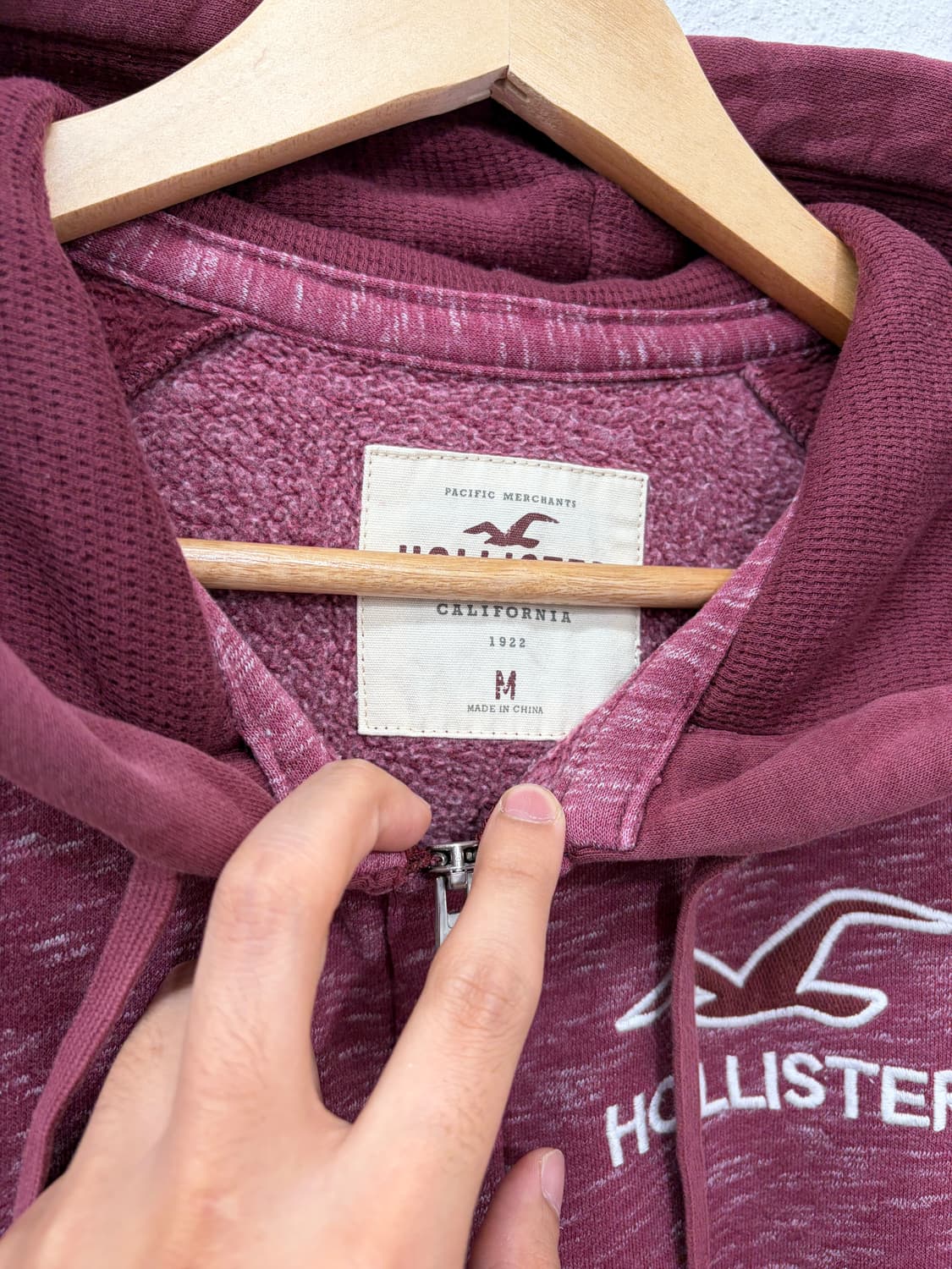 HOLLISTER 집업 후드티 버건디 상품이미지5