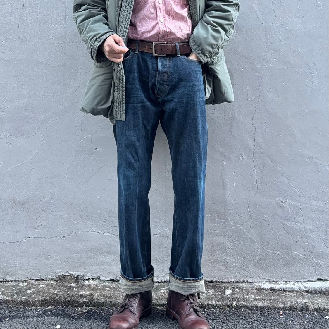 일본 더블 핸드 셀비지 데님 팬츠 상품이미지2