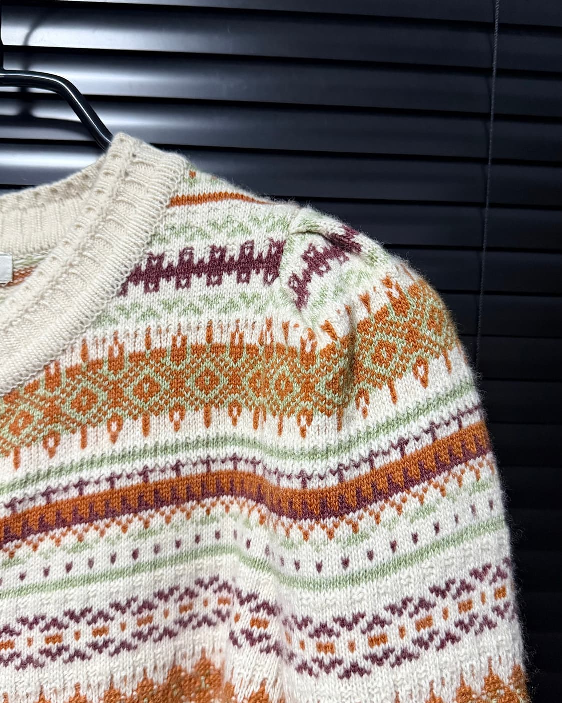 썰스데이 아일랜드 눈꽃 자가드 노르딕 코위찬 울 가디건 웨스턴 에스닉 S 상품이미지6