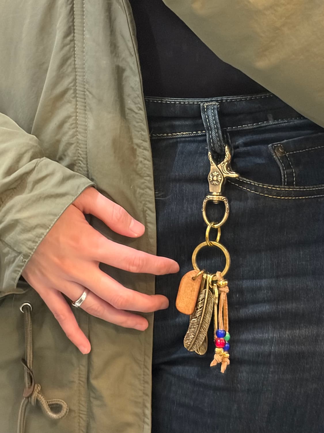 브라스 이글&페더 빈티지 키링 상품이미지4