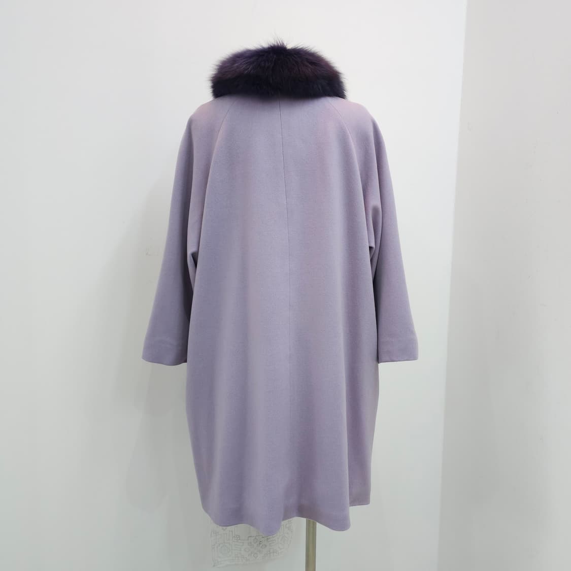 프리미엄 캐시미어 100%  폭스퍼 카라 라일락 롱 코트 상품이미지3