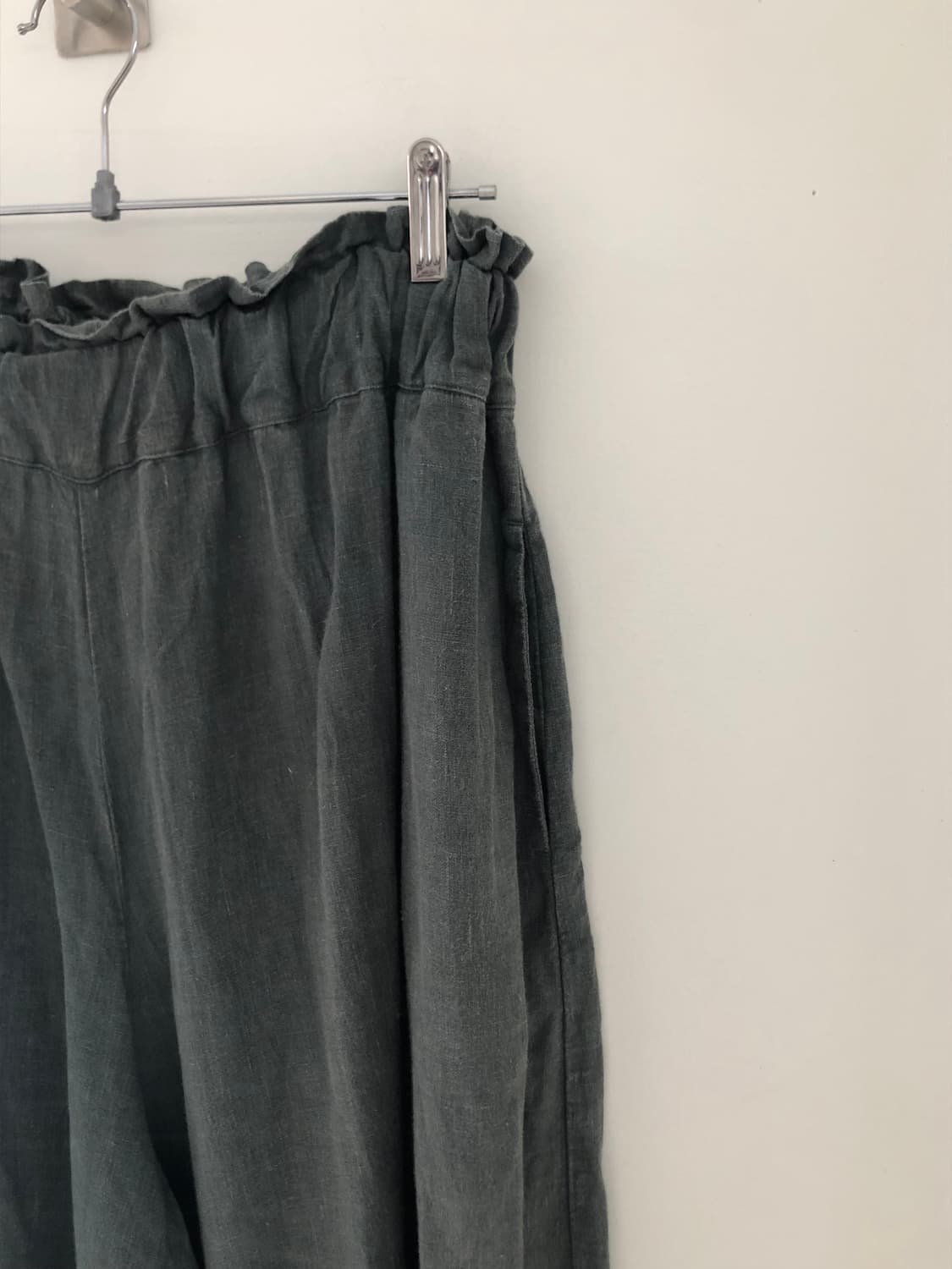일본빈티지 카키 린넨 팬츠스커트 상품이미지7