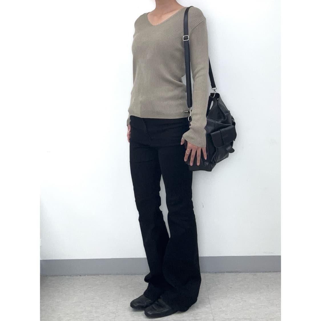 빈티지 카키 골지 롱슬리브 상품이미지3