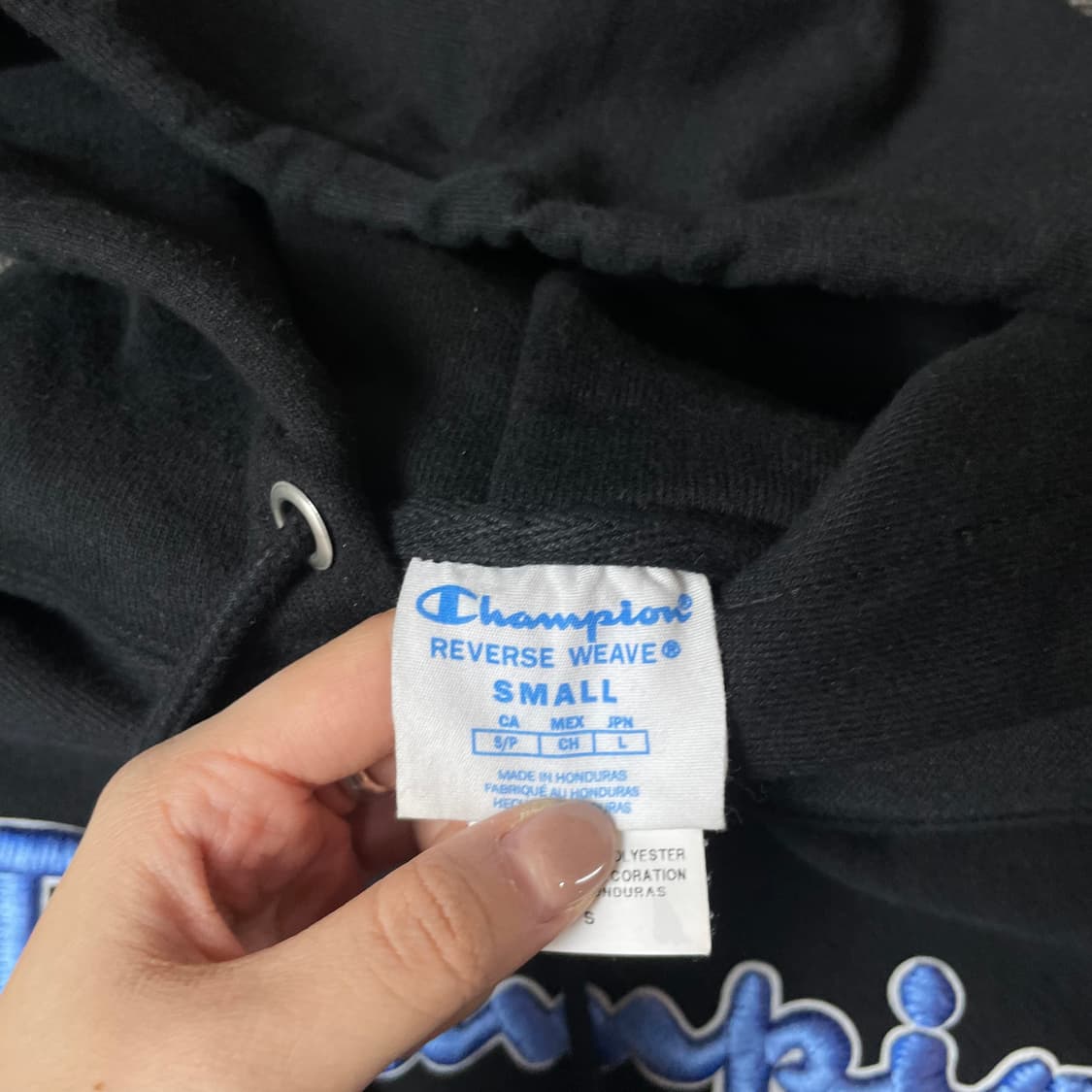 챔피온 리버스위브 빅로고 블랙 후드티 S 상품이미지5