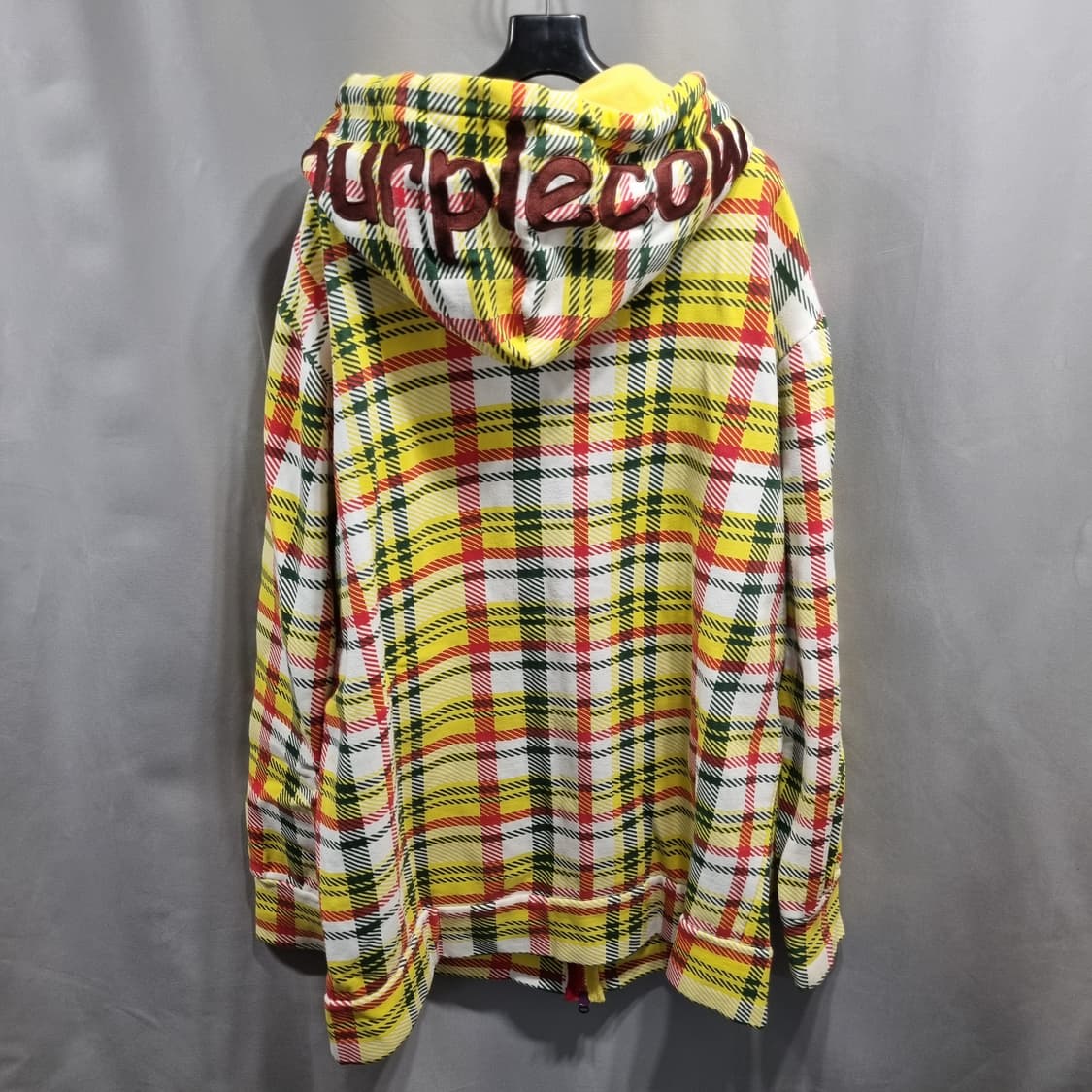 퍼플카우 옐로우 체크 후드 집업 상품이미지3