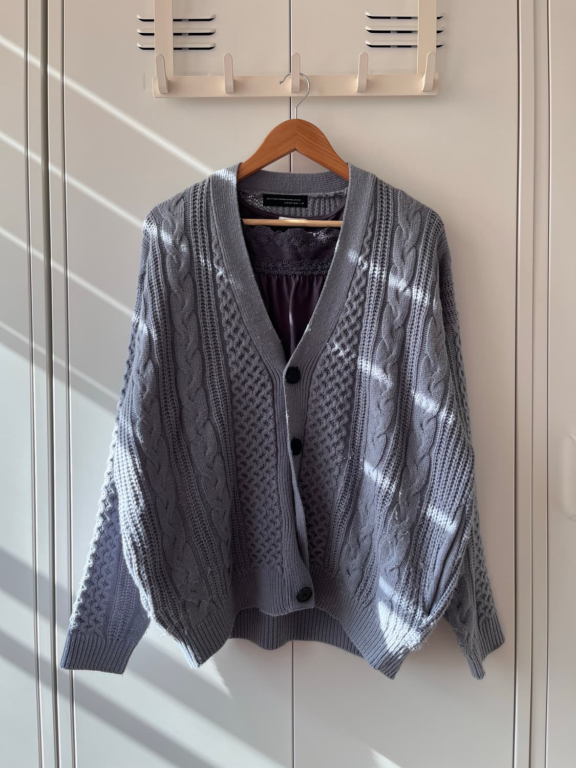 Confirm vintage 소라 꽈배기 브이넥 니트 가디건  상품이미지1