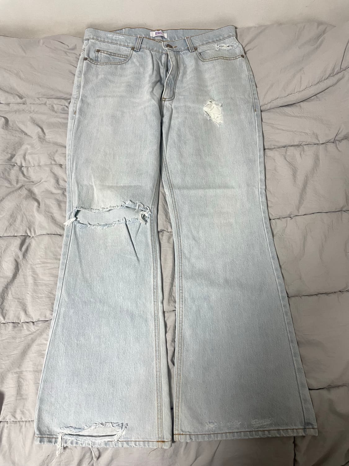 ERL 이알엘 디스트레스 플레어 데님 팬츠 XL 상품이미지3