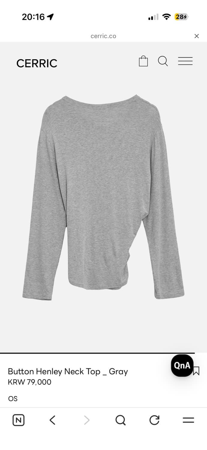 Cerric 세릭 Button Henley Neck Top _ Gray 상품이미지10