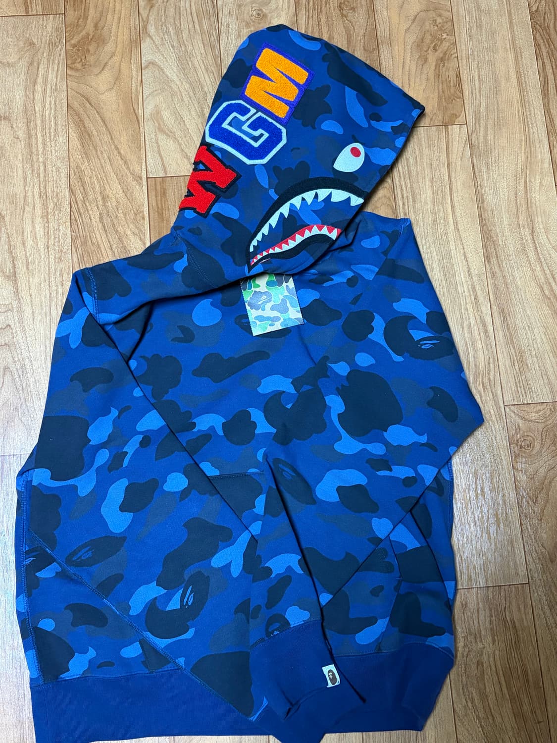 베이프 카모 샤크 후드티 청계 네이비 L 상품이미지3