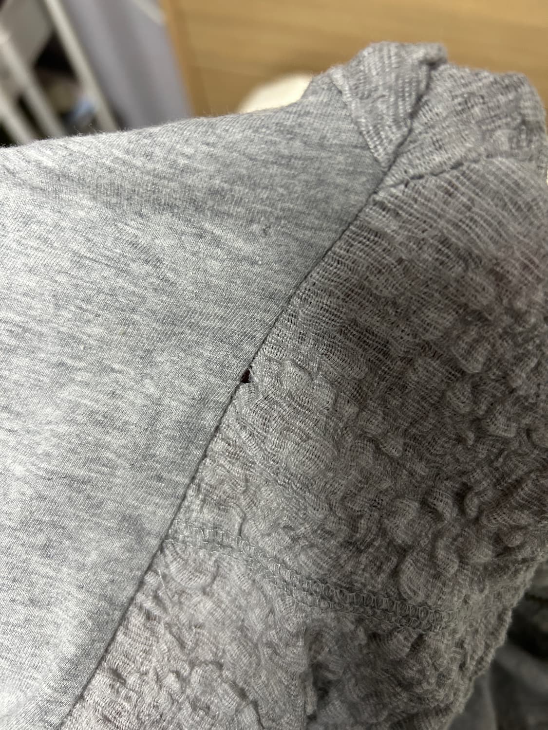 Puff Sleeve Zip-Up Hoodie Melange Gray 상품이미지3