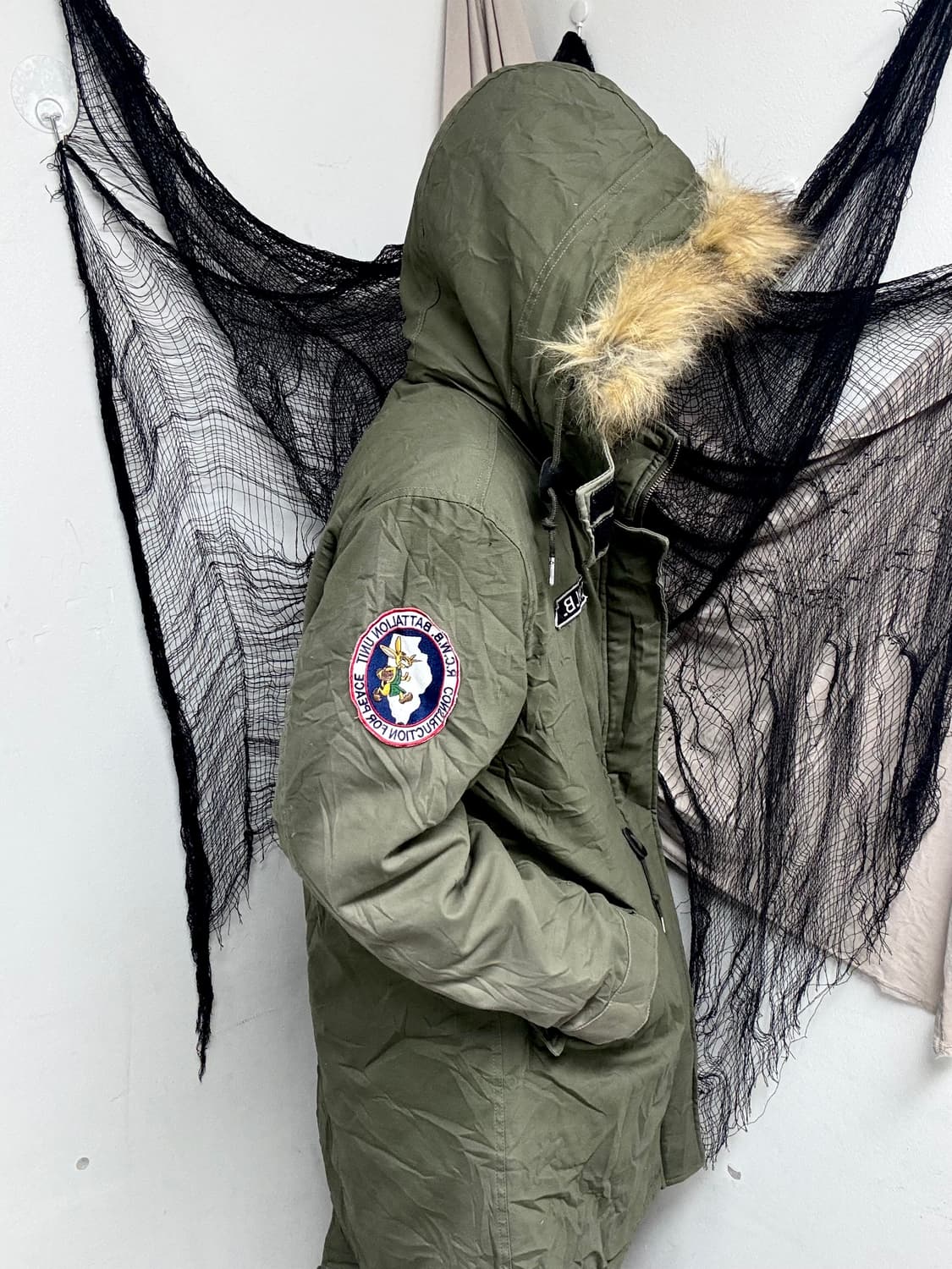 Khaki Patch Detail Fur Over-Size Field H 상품이미지2