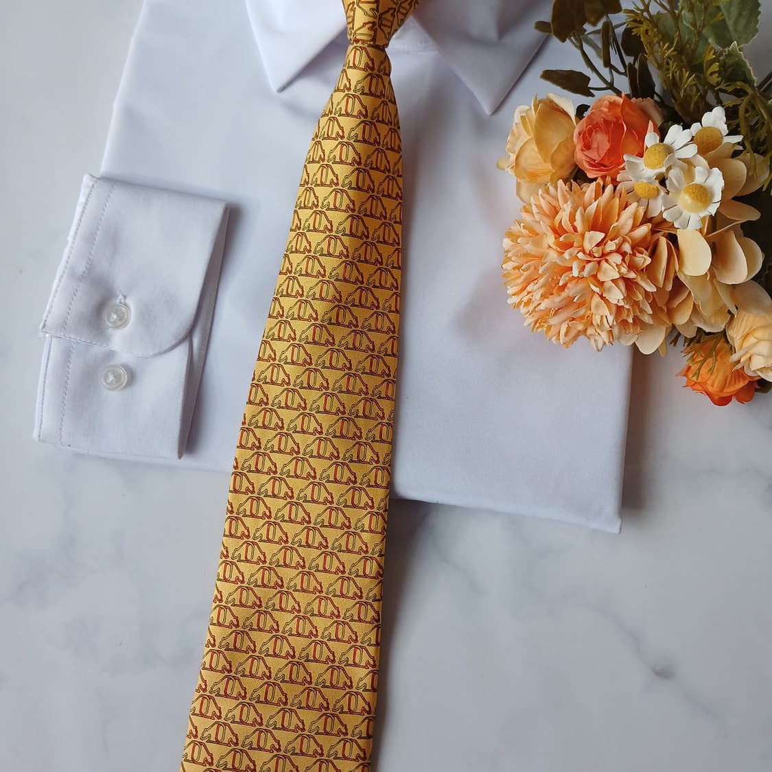 페라가모 실크 옐로우 간치니 넥타이 9.5cm A+~A등급 A19395
 상품이미지6