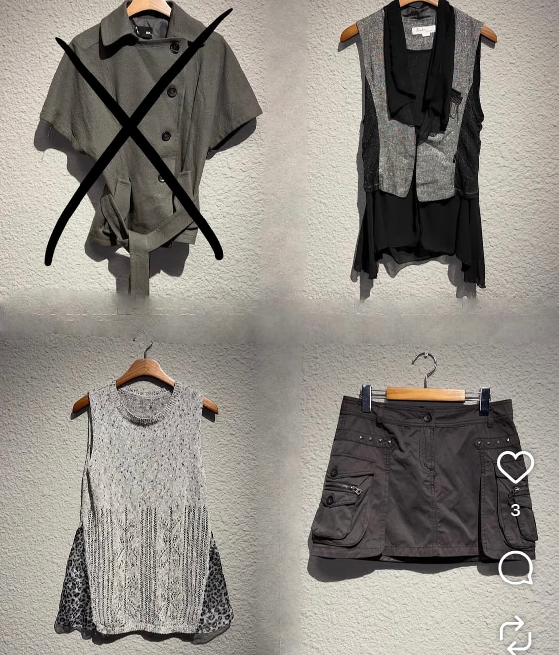 와투케 y2k 펑투케 고스 블랙 베스트 공겜깔 차콜 카고스커트 코디셋 상품이미지3