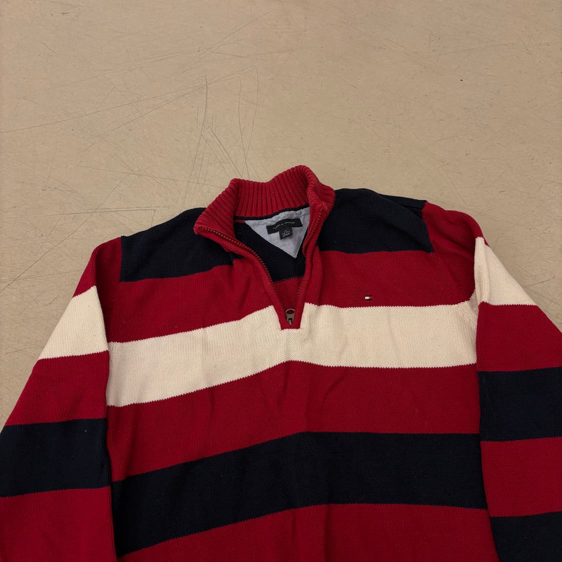 타미 힐피거 스트라이프 쿼터 집업 니트 상품이미지2