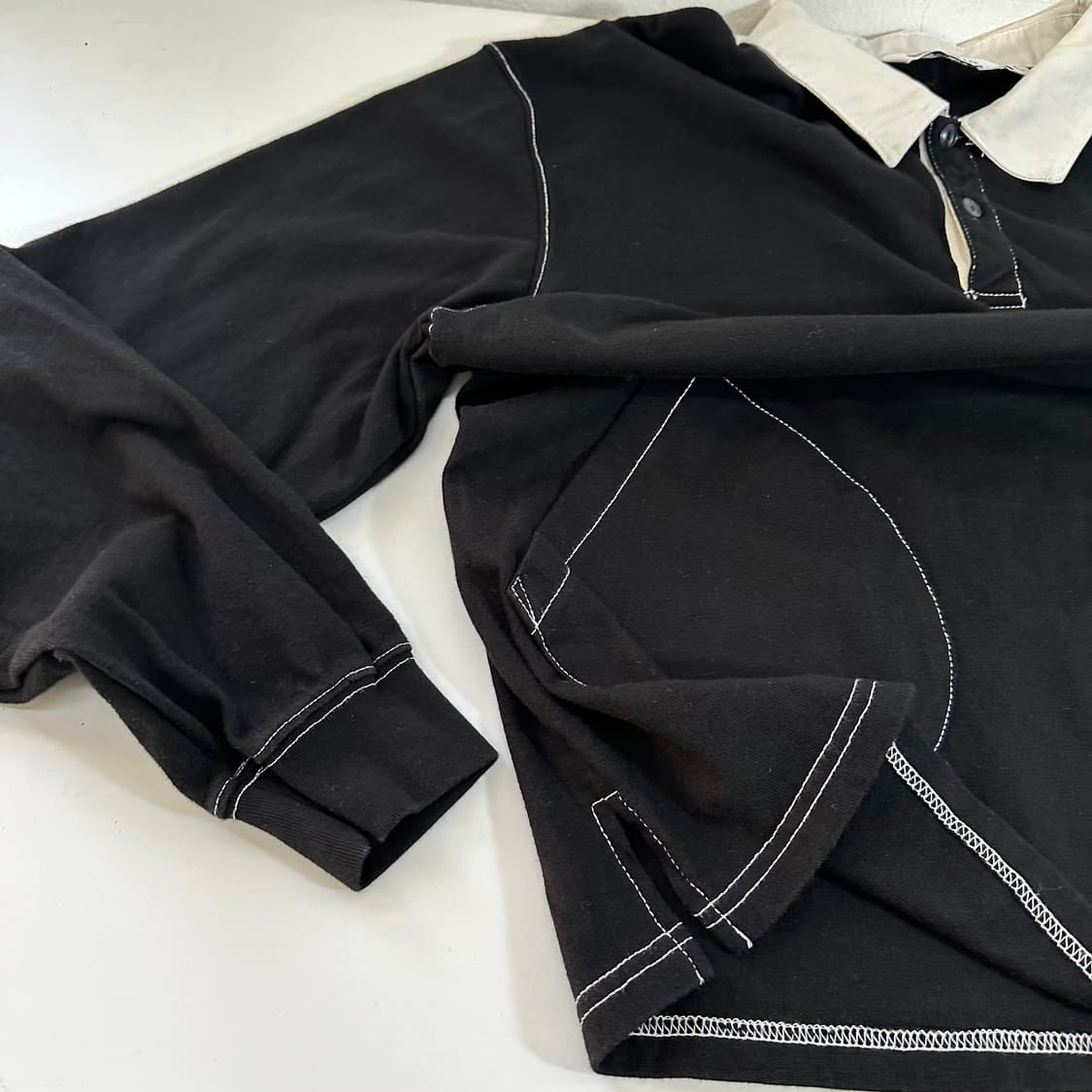 L 유니폼브릿지 블랙 화이트스티치 긴팔카라티 상품이미지3