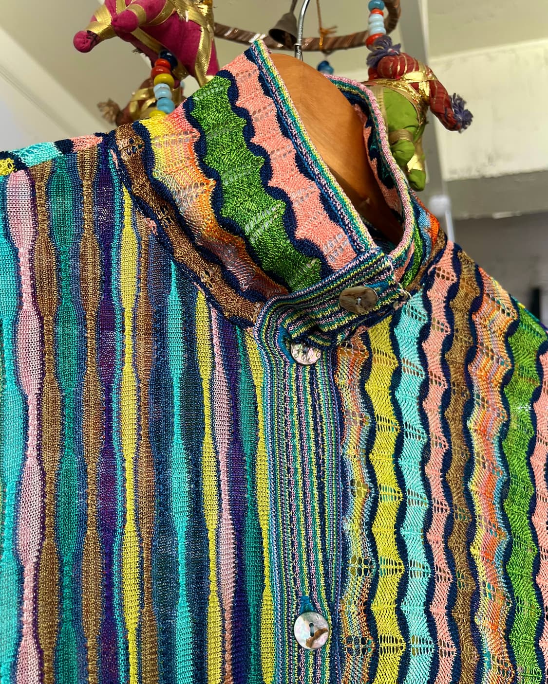 1990s Italian Mixed Pattern Old Cardigan 상품이미지5