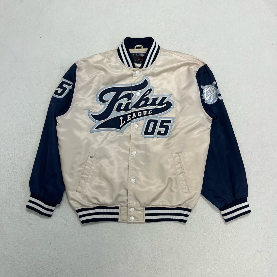 FUBU cream & navy varsity jacket 상품이미지4