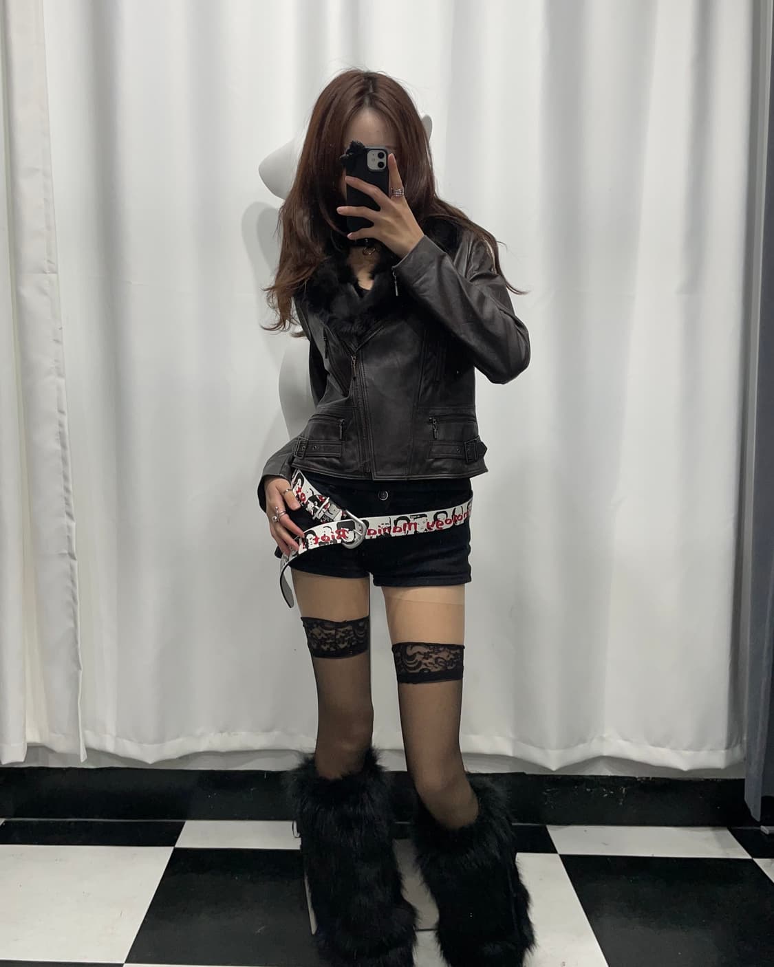 🎸다크 브라운 퍼 레더 자켓🎸 상품이미지1