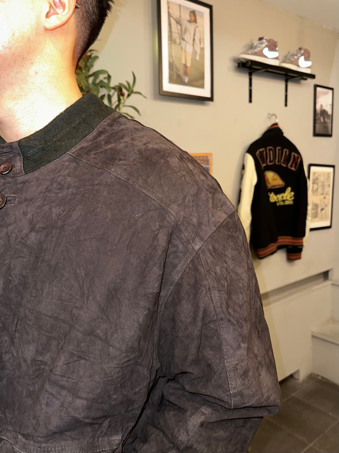 Old Euro genuine leather suede bomber 상품이미지5