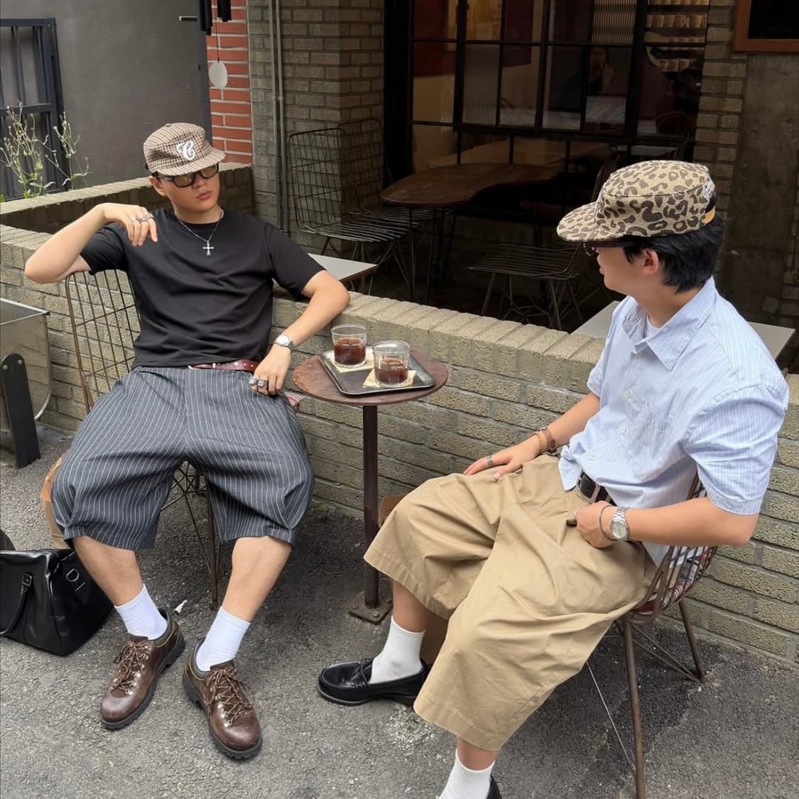 푸쉬푸쉬 pushpush 스트라이프 쇼츠 블랙 XL 상품이미지4