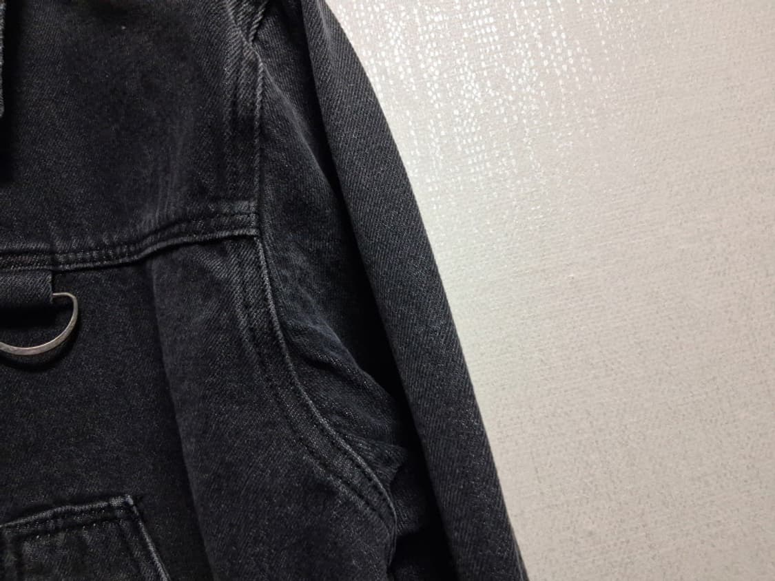 제품 신상품 차콜 먹색 나염 루즈핏 데님쟈켓 적당한 크롭 100까지 새거 상품이미지4