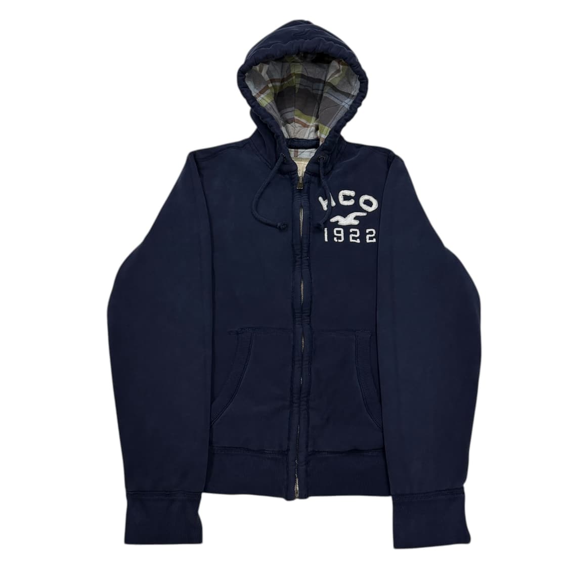 홀리스터 빈티지 Y2K 체크 누빔 후드집업 자켓 네이비 L 상품이미지1